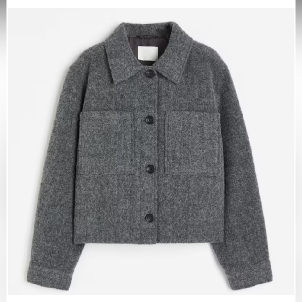 H&M Charcoal textured wool blend Utility Jacket